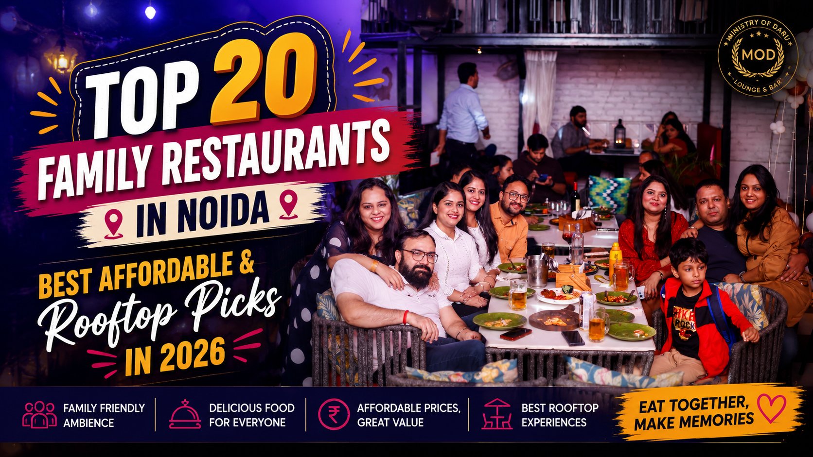 Top 20 Family Restaurants in Noida — Best Affordable & Rooftop Picks in 2026