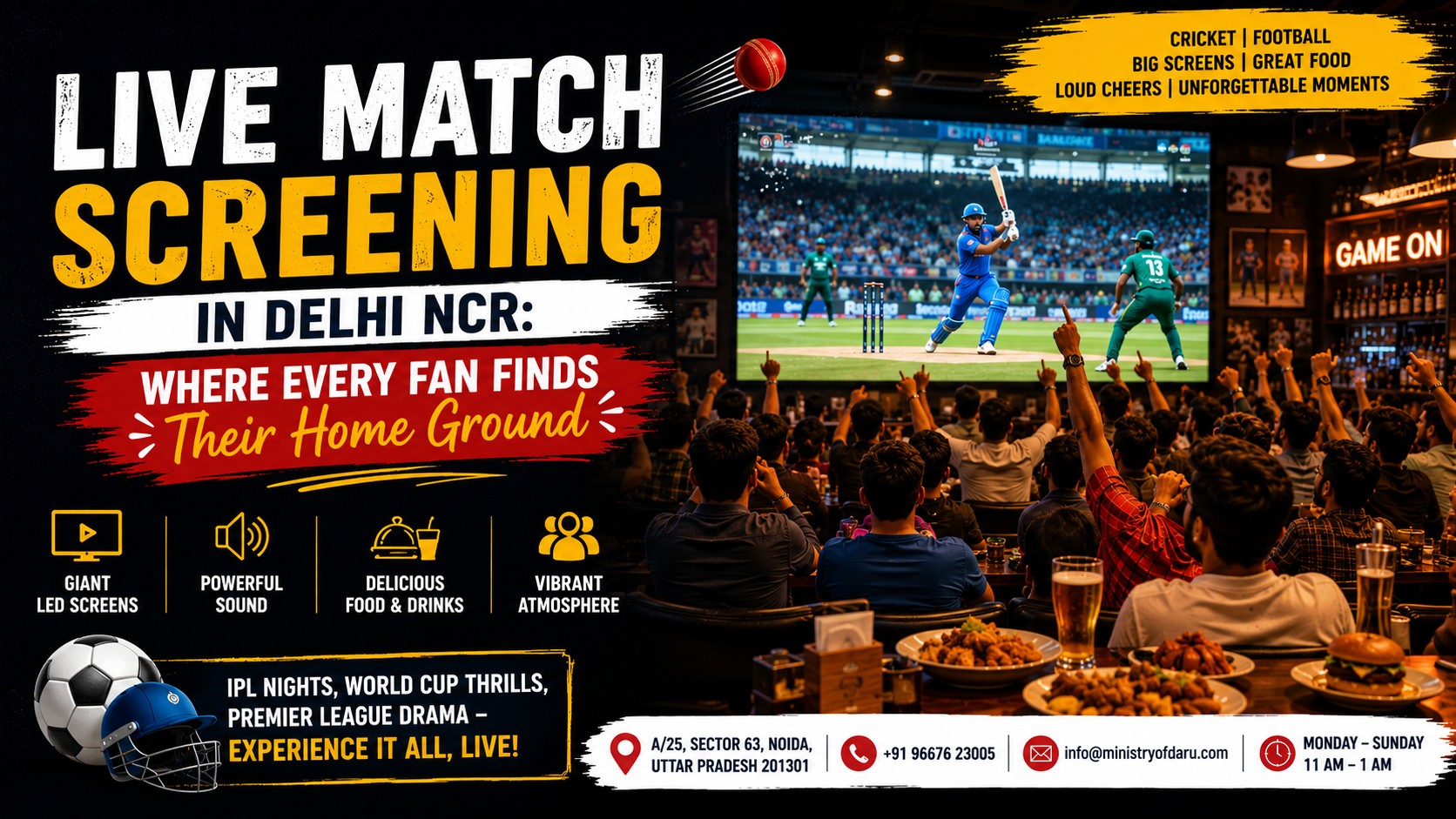 Live Match Screening in Delhi NCR: Where Every Fan Finds Their Home Ground